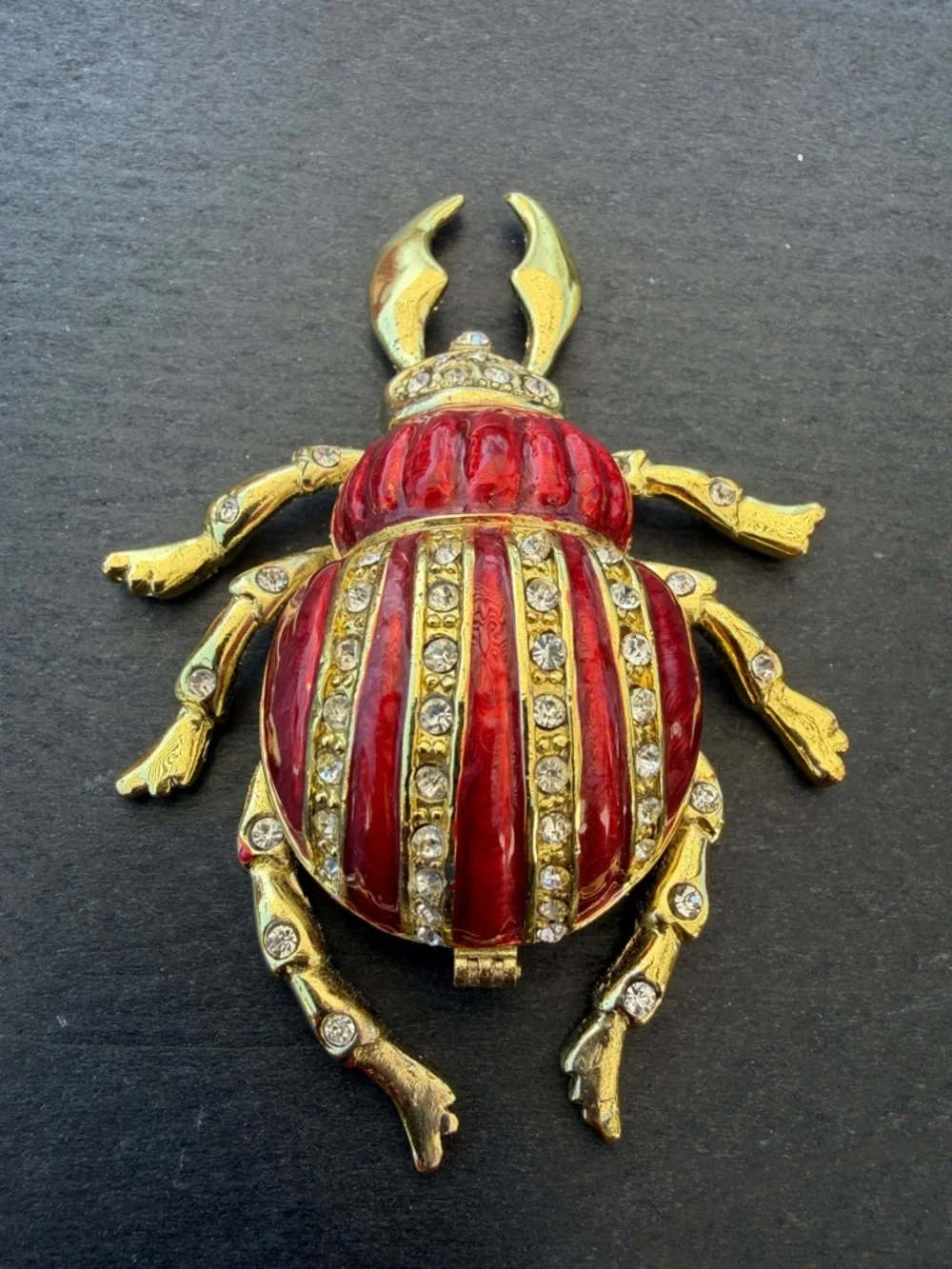 Vintage Scarab Beetle Trinket Box Hinged Lid For Keepsakes or Jewelry - Picture 2 of 5